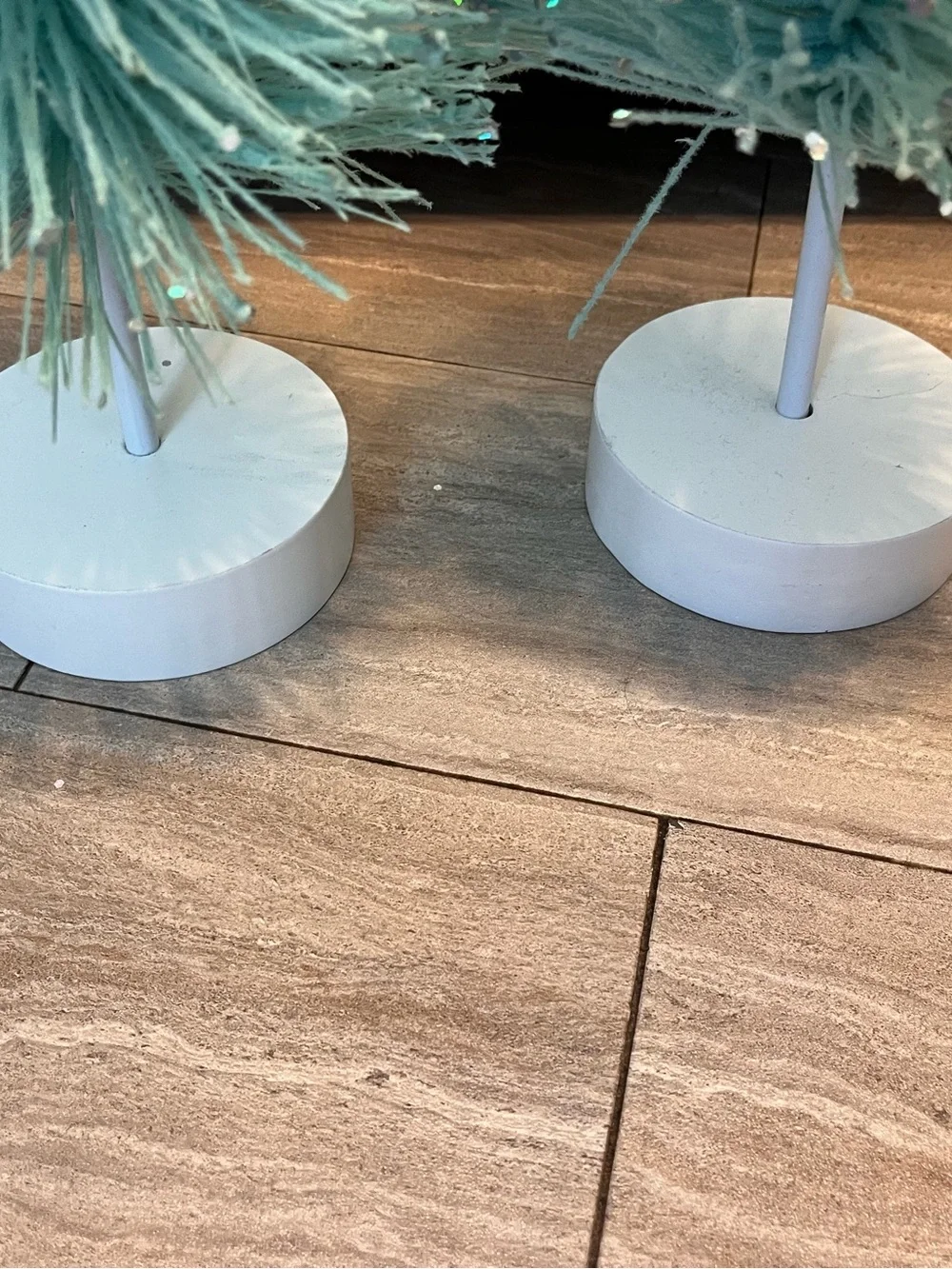 Set 2 Macaron Flocked Pastel Green Large 2 Ft 24” Bottle Brush Christmas Trees